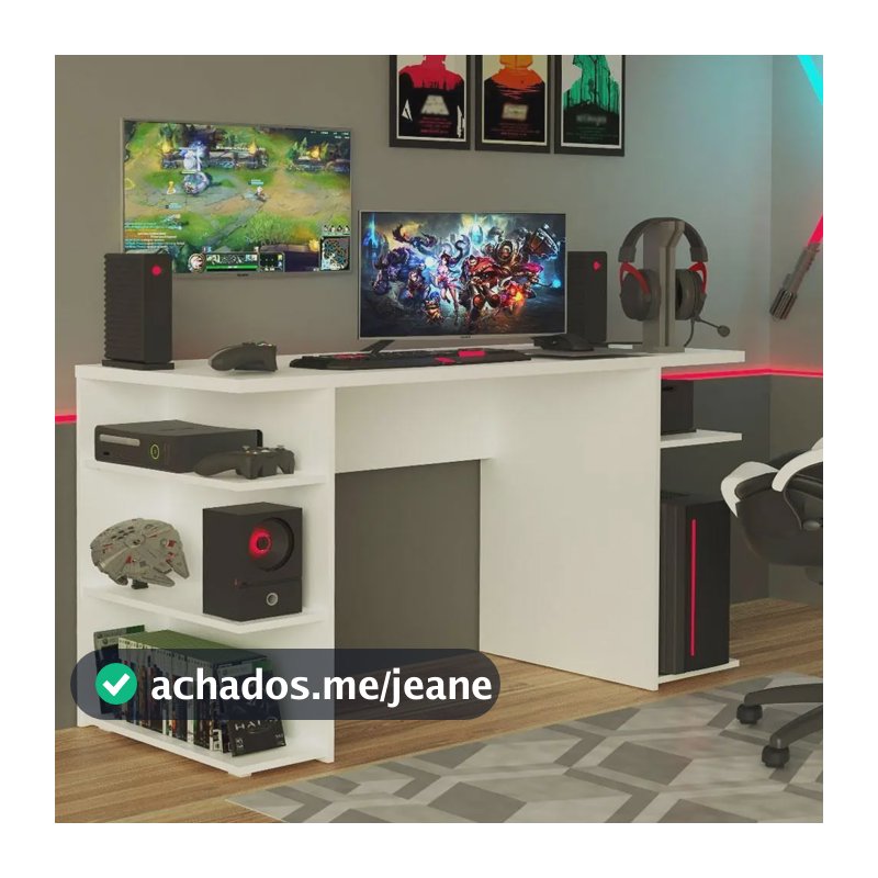Mesa Gamer Madesa 9409 - Branco Branco