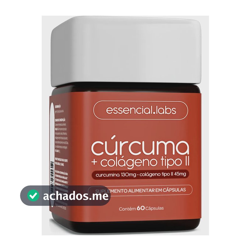 CÚRCUMA 130mg + COLÁGENO Tipo Ii 45mg - Fórmula com Máxima Concentração e Pureza - 60 Cápsulas