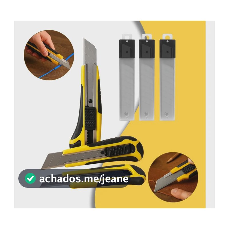 Kit 3 Estilete 18mm Largo Emborrachado Profissional Gurumania®