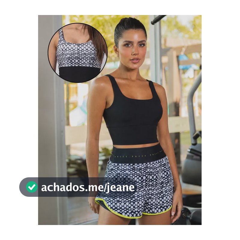 Conjunto Fitness Feminino Short Com Bolso E Top Dupla Face Preto Multicolorido M