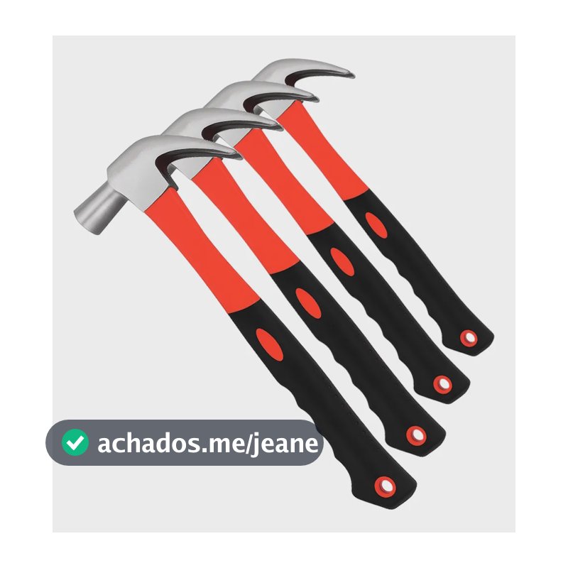 Kit 4 Martelos De Unha Cabo De Fibra Emborrachado 340g
