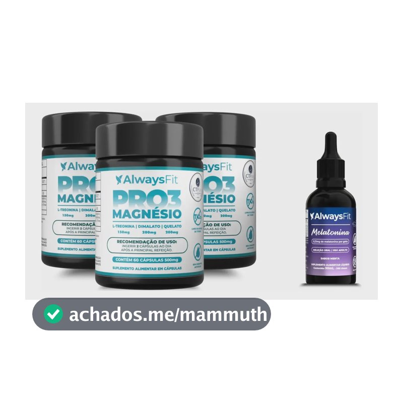 Kit 3x Pro3Magnésio AlwaysFit - Magnésio Dimalato + Magnésio Quelato + L-Treonina | 180 Cápsulas