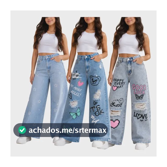 Kit 3 Calças Wide Leg Jeans Menina Infantil E Juvenil Menina