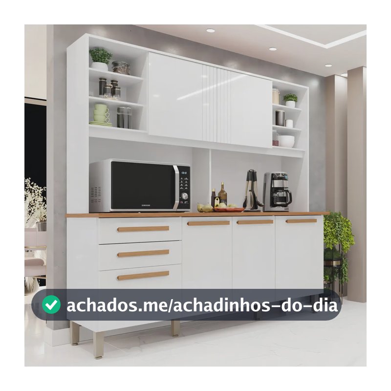 Armário de cozinha 6 portas 2 gavetas Adelle Yescasa jawt branco neve