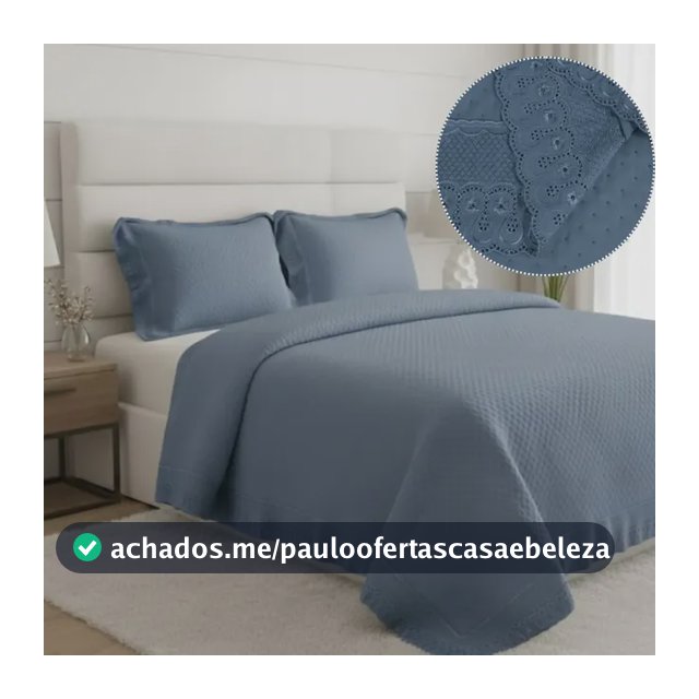 Kit Colcha Casal King Cobre Leito Renda Inglesa 3 Pçs Macia