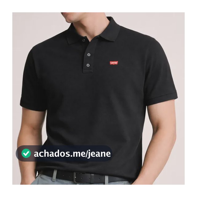 Polo Camisa Preta Logo Levis Vermelha Original Gola Piquet