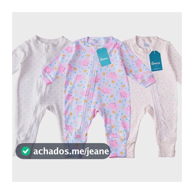 Kit 3 Macacão Bebê Amore Vira Pe Floral