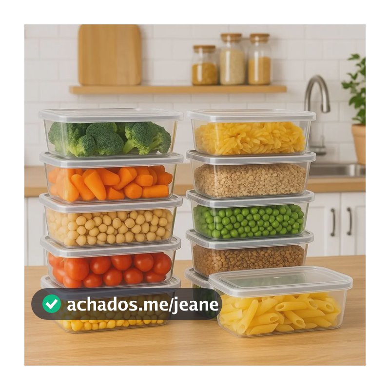 Kit 10 Potes 500ml Bpa Free Freezer Microondas Reutilizável Transparente