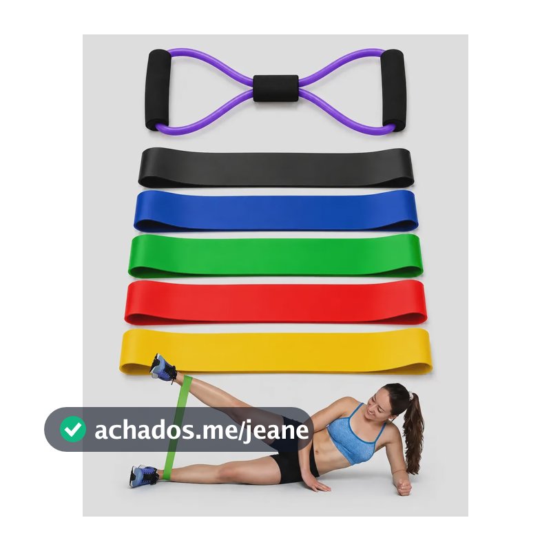 Kit 6 Peças Mini Band 5 Intensidades Extensor Elástico Oito Muiticolor