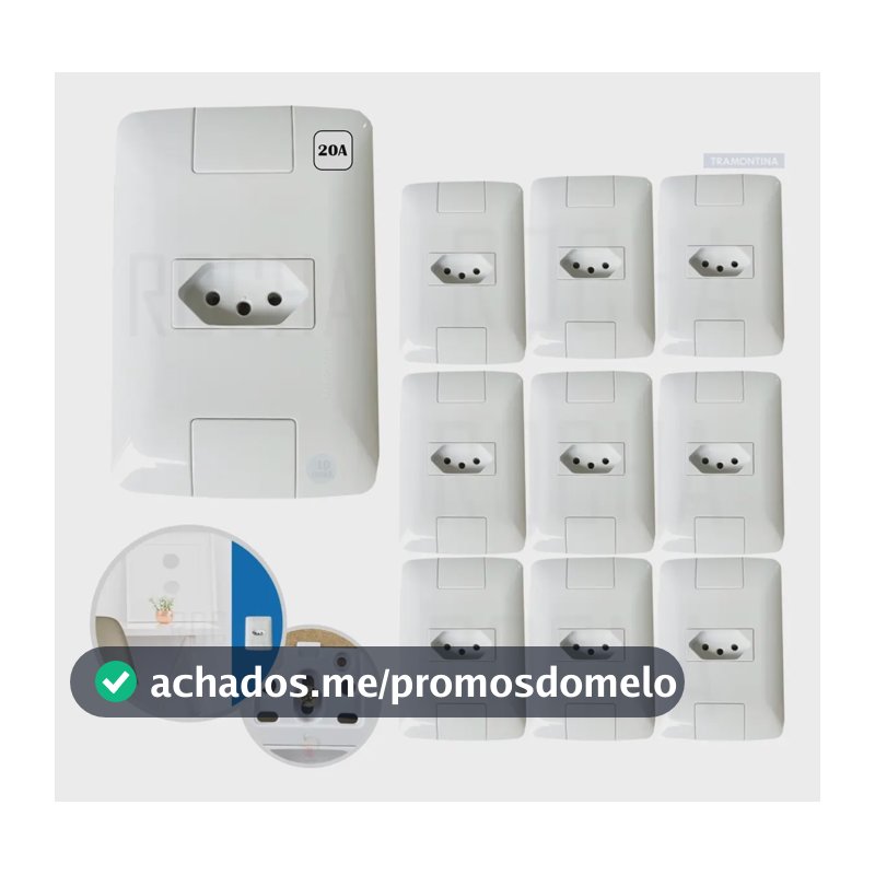 Kit 10 Conjuntos 4x2 1 Tomada 2p+t Tramontina Aria 20a 250v Cor Branco