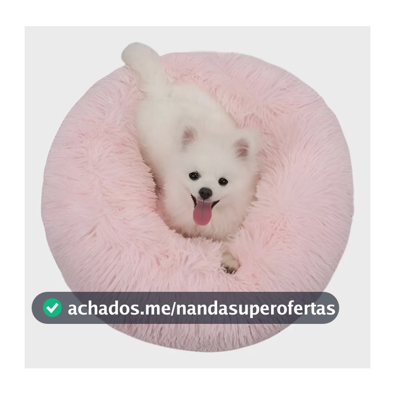 Cama Pet Donut Pelucia Redonda 60x60 Caminha Nuvem Gato Cão Cor Rosa-claro Desenho Liso