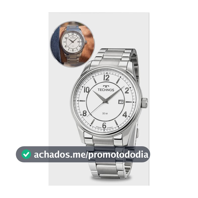 Relogio Masculino Technos Prata 2115UCJ/1B Esportivo Confortável Aço Inoxidável Prova D'água 50M