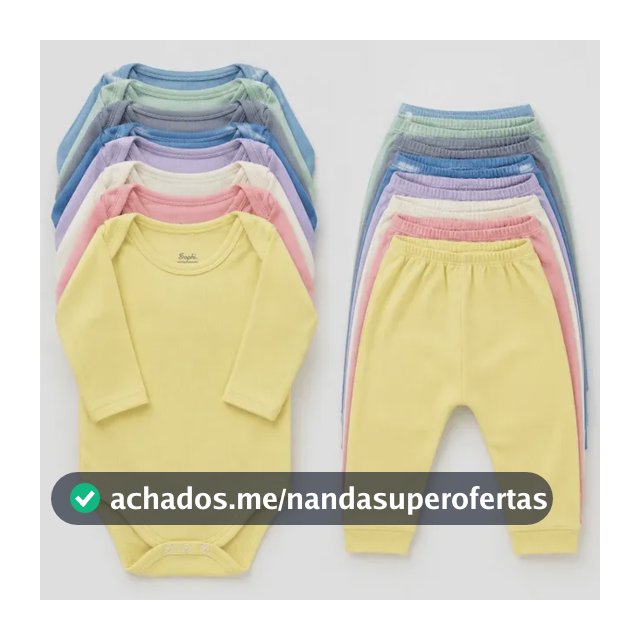 Kit 10 Peças Bebê Body M. Longa Mijão Canelado Menino Menina