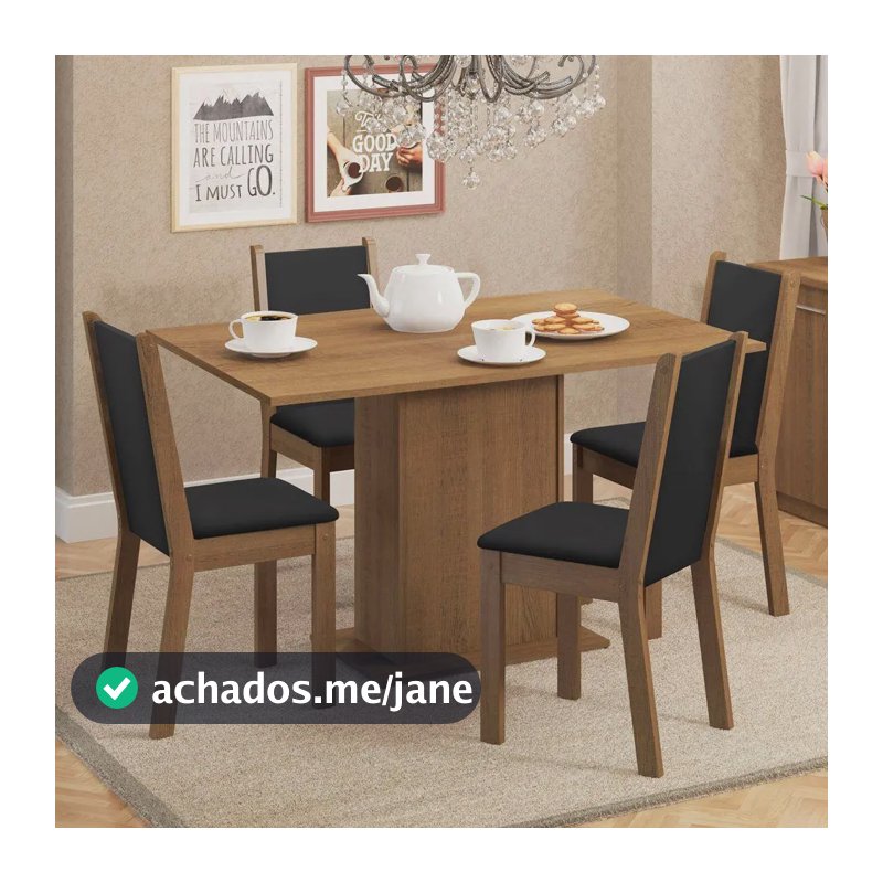 Conjunto Sala De Jantar Madesa Tampo De Madeira 4 Cadeiras
