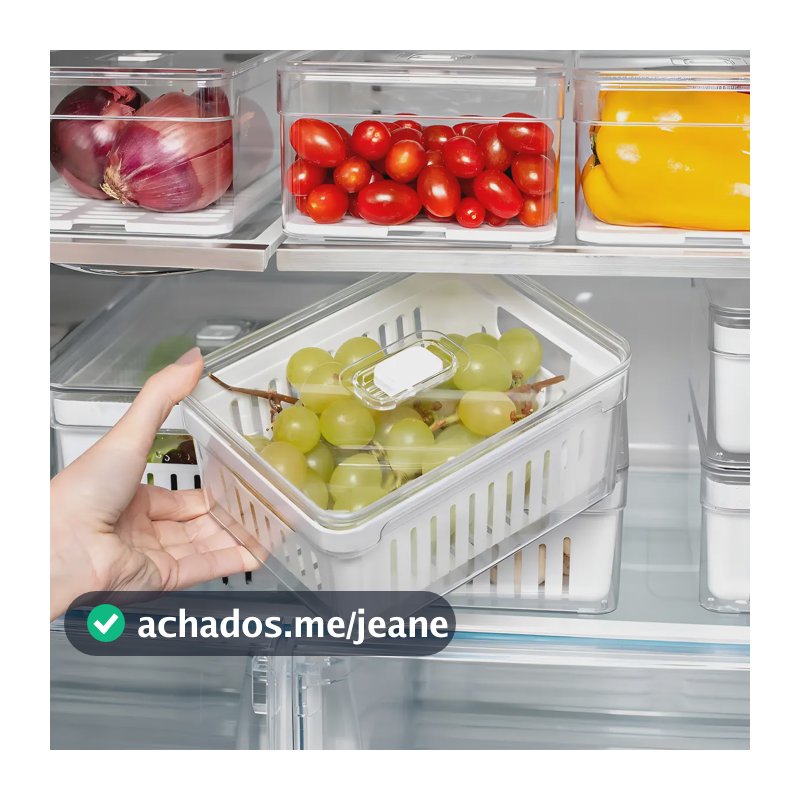Organizador Geladeira Tampa Acrílico Drenagem 2,2 Litros