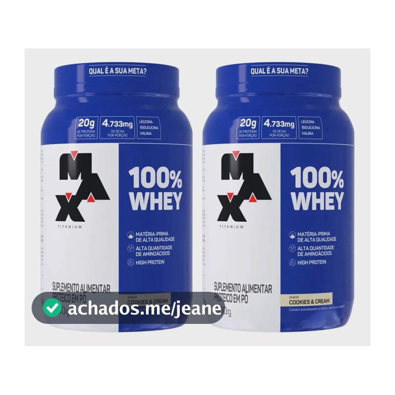 Combo 2x 100% Whey Protein 900g Grow Soldiers Max Titanium Sabor Cookies
