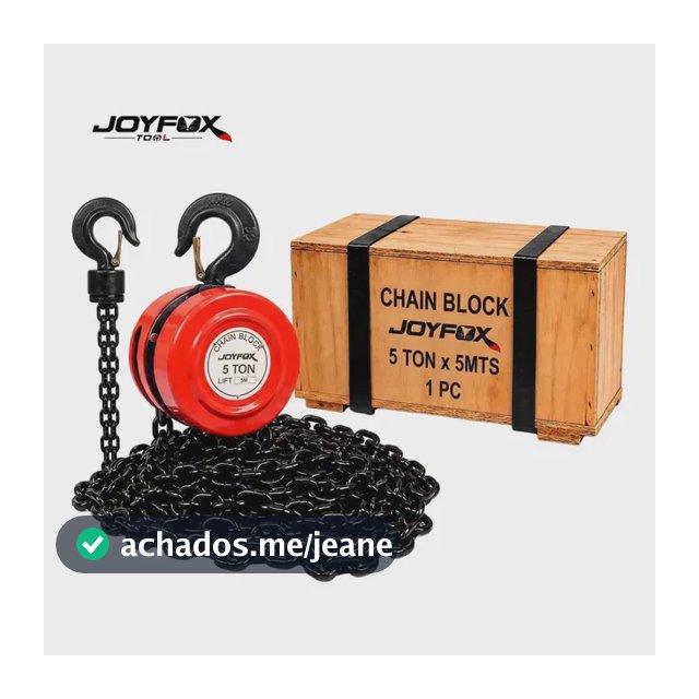 Talha Manual 5 Toneladas 5000 Kg Com Corrente 5 Metros Elevação Vermelho Joyfox