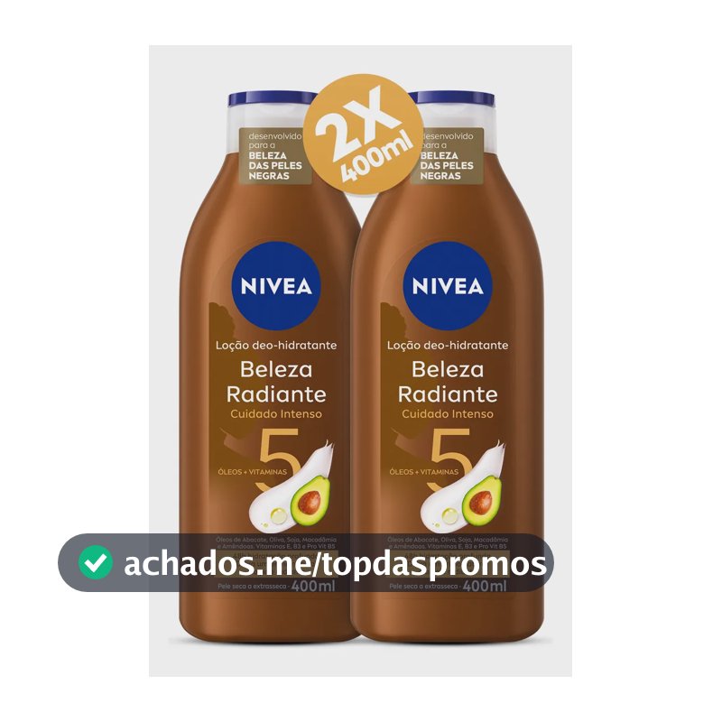 Kit Loção Deo Hidratante Beleza Radiante Cuidado Intenso 2 undiades com 400ml cada Nivea