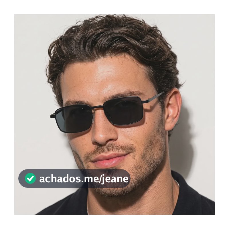Óculos De Sol Retangular Fortuna Uv400 Proteção Uv400 Moda Preto
