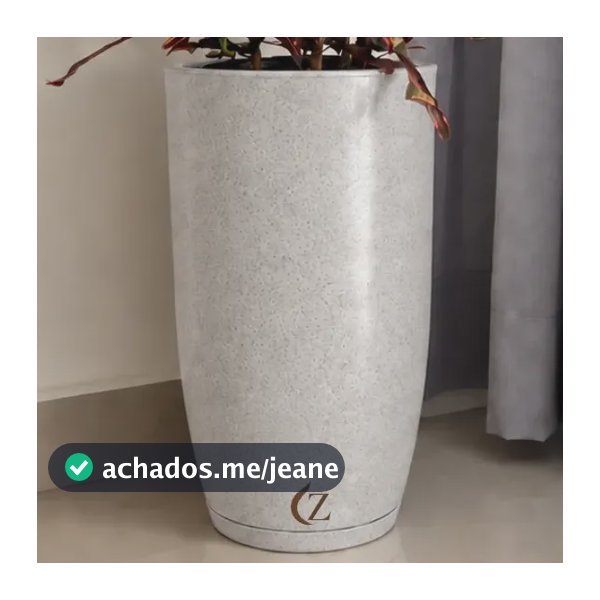Vaso Plantas Grande Flores Decorativo 48cm Bojo Polido Cinza Claro Liso
