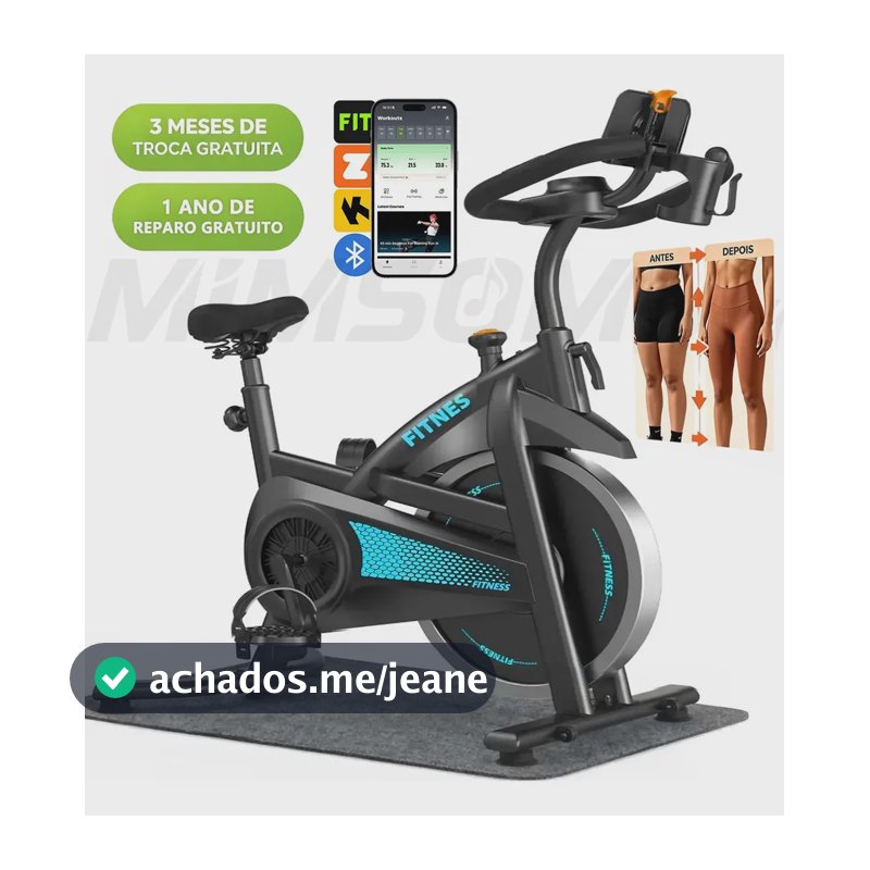Bicicleta Ergométrica Spinning Mimsom DNP6S, Volante de 15 Kg e Bluetooth para Até 150 Kg