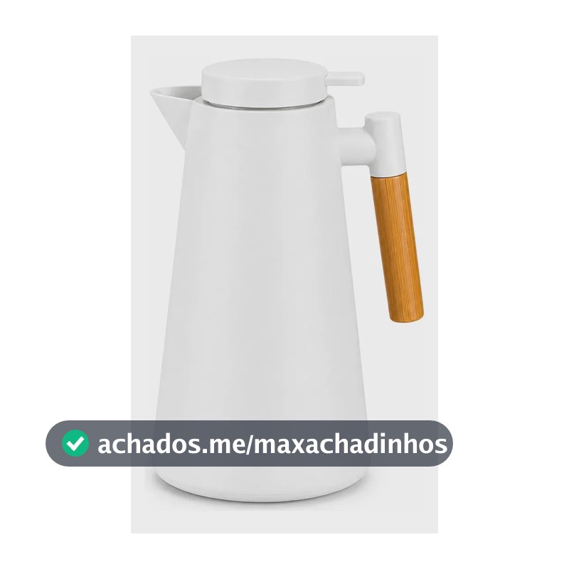 Garrafa Térmica Café 1 Litro Nórdica Cabo Madeira Mesa Posta Branco
