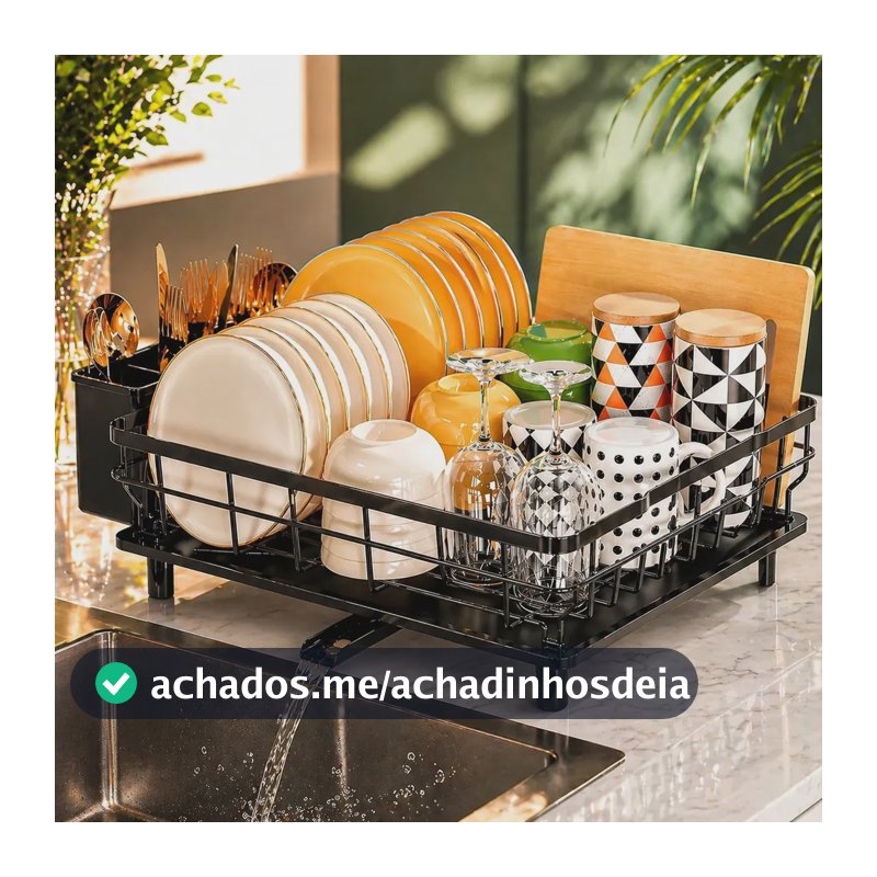 Escorredor De Pratos Em Aço Inox Com Dreno Prateleira De Pratos Drenagem Automática Para Pratos Copos Talheres e Tigela Limoa