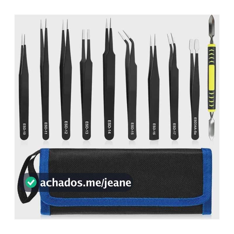 Kit De Pinças Eletrônicas Naisieka NZTZ Antiestáticas Em Aço Inoxidável Com 10 Peças Para Reparo De Celular E Montagem