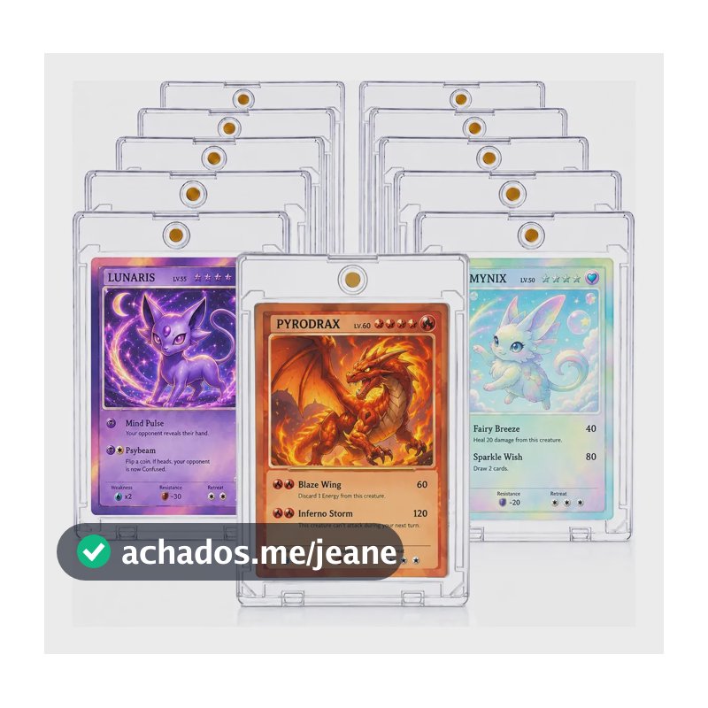 10 Case Magnético Para Cartas Tcg Pokemon, Magic, Lorcana Transparente