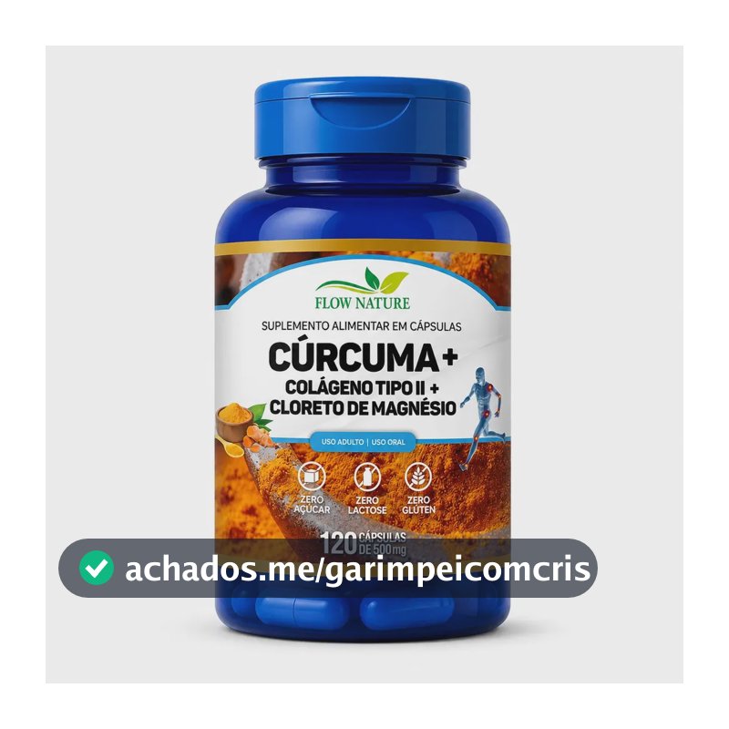 Curcuma Com Colágeno Tipo 2 e Cloreto Magnésio 120caps Suplemento Natural Natsu Produtos Naturais