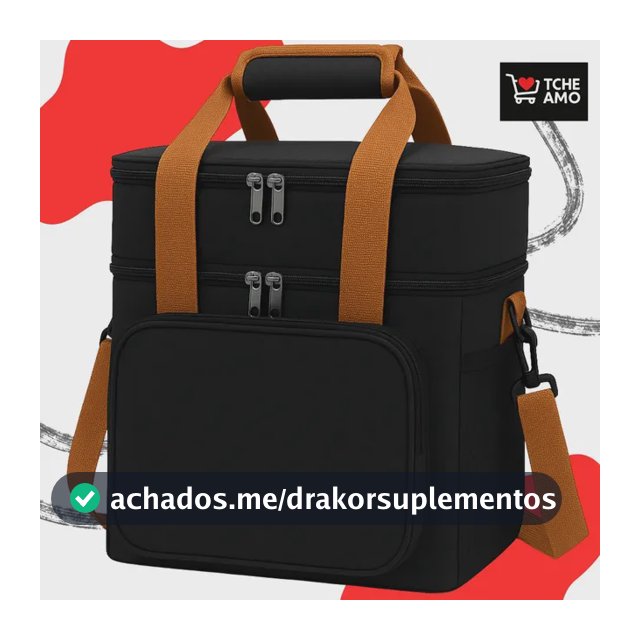 Bolsa Térmica Marmita Lancheira Alça Transversal Ajustável Removível 2 Compartimentos Organiza Conserva Seus Alimentos Quente ou Frio Cor Preto Tche Amo