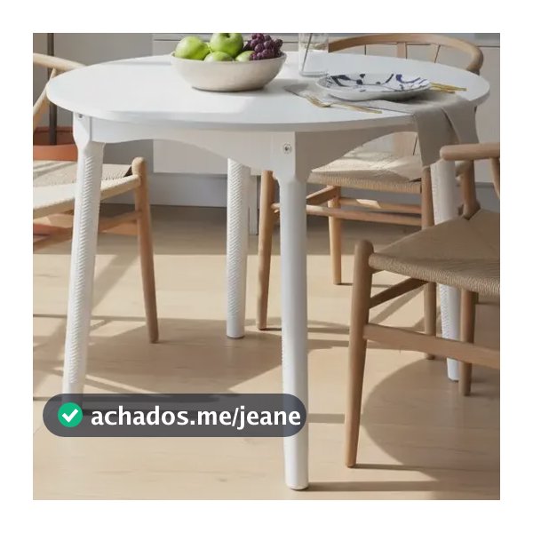 Mesa D Jantar Colonial Brisa Rústica Cor Branca 90cm Redonda