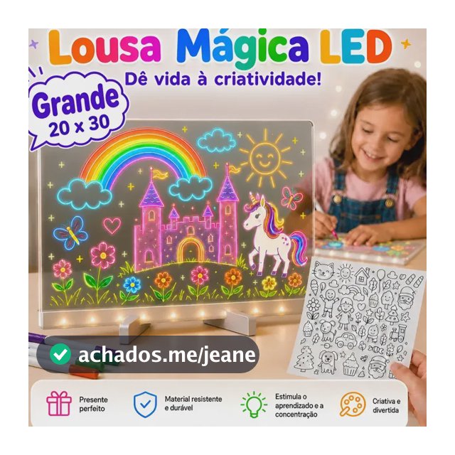 Lousa Mágica Infantil Luz Led Neon Acrílico