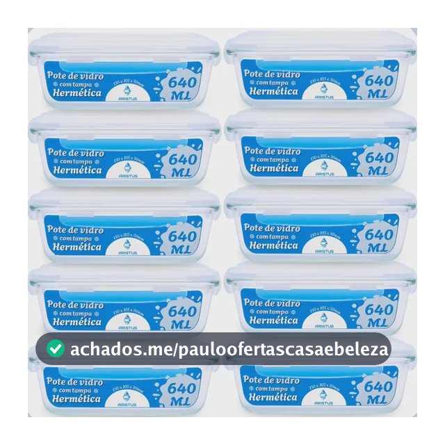 Kit 10 Potes Vidro 640ml Hermético Tampas 4 Travas Cozinha Branco