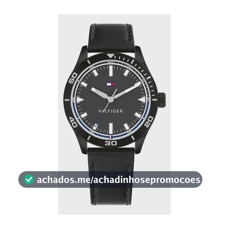 Relógio Tommy Hilfiger Toc Masculino Em Couro Preto 1791819 Preto