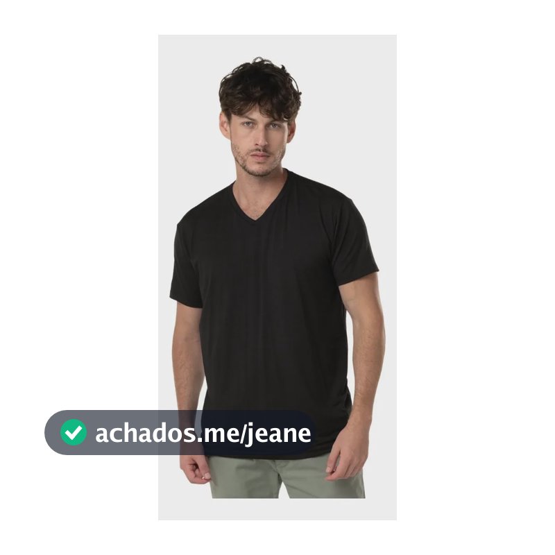 Camiseta Tech Modal Gola V Masculina Preta Preto G
