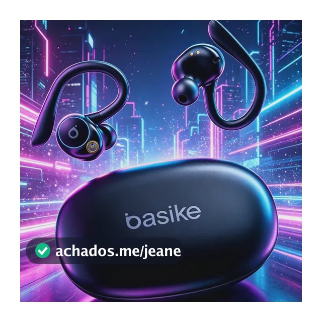 Fone de Ouvido Bluetooth 5.4 TWS com Ear Clip e Gancho, Som HiFi Graves Potentes e 3D, 50h Bateria e Carga Rápida, ENC Cancelamento de Ruído, IPX6 à Prova d'Água – Ideal para Academia e Corrida Basike
