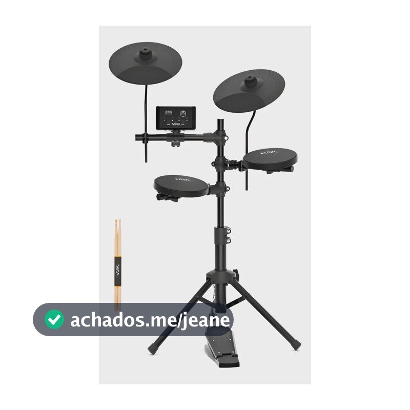 Bateria Eletrônica Voik SYNC-200 Nitro Core 4 Peças 56 Sons 15 Kits Silenciosa Compacta Para Iniciantes Com Pedal + Baqueta E-DRUM Series Cor Preto Bivolt 110v/220v