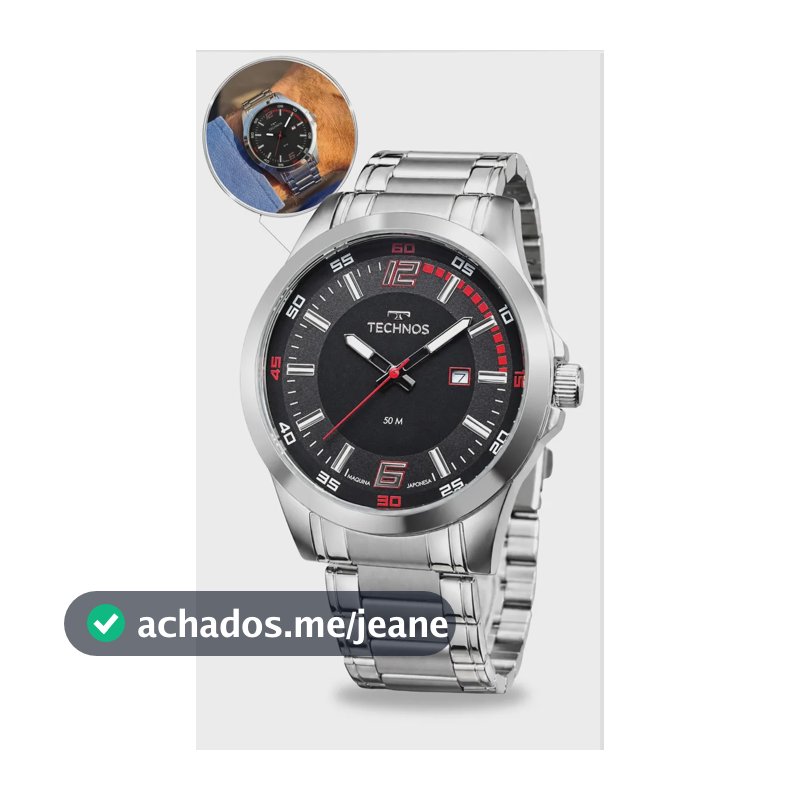 Relogio Masculino Technos Prata Performance Rance 2115NBB-1K com corria de aço inoxidável Prova D'água 50M