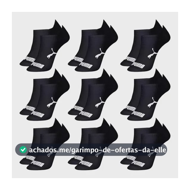 Kit 9 Pares Meias Puma Sapatilha Cano Baixo Algodão Original