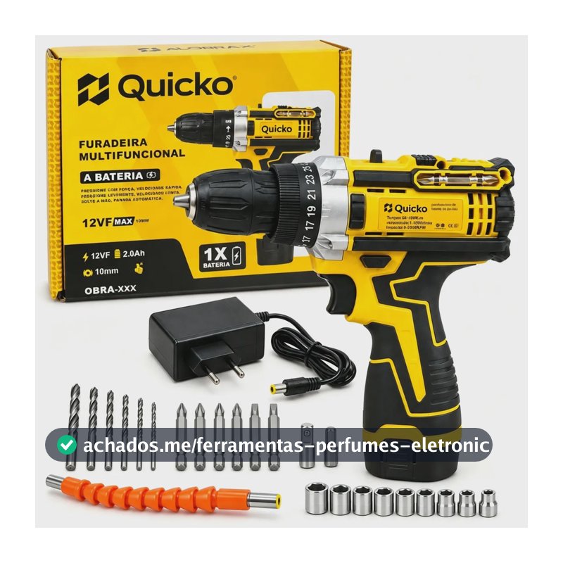 Furadeira Parafusadeira 12V Kit 25 Peças Potente