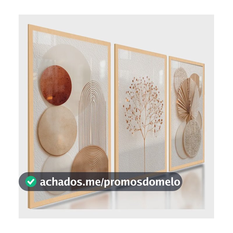 Quadros Decorativos Abstratos Geométricos Boho Neutro 122x60
