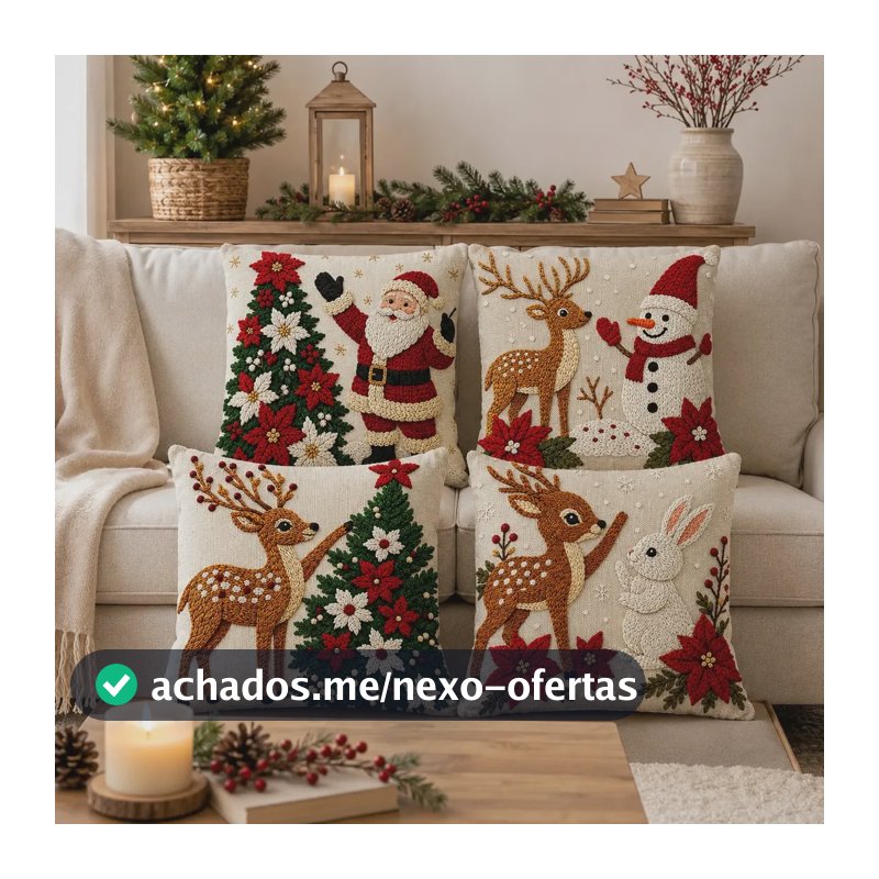 Kit 4 Capas De Almofadas Decorativas Natal Papai Noel M01 Outros Magia 01