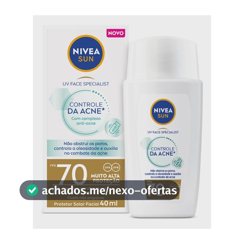 NIVEA Protetor Solar Facial Fluido UV Face Specialist Controle da Acne FPS 70 40ml, Muito Alta Proteção UVA/UVB, Reduz Oleosidade, Pele Oleosa e Propensa a Acne