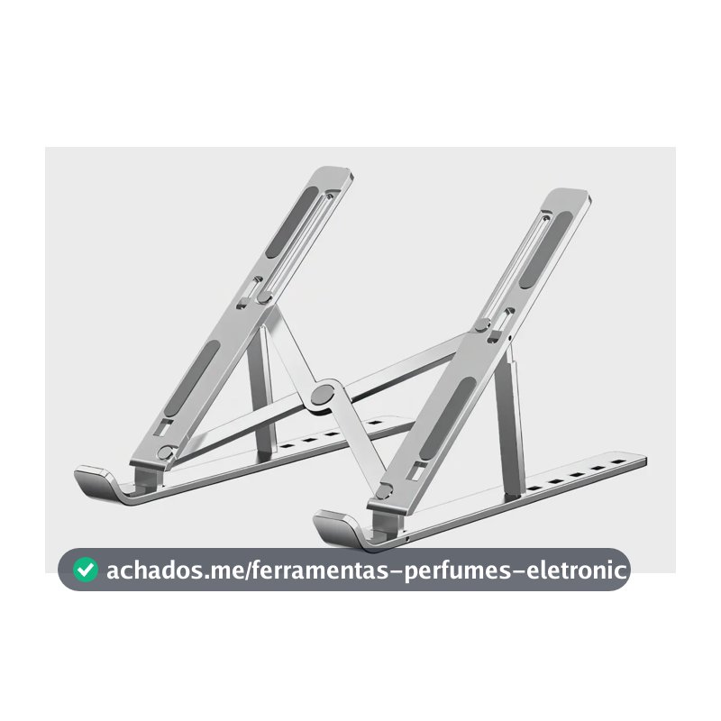 Suporte Para Notebook Ergonômico Dobrável Portátil Alumínio Prata 17 Polegadas
