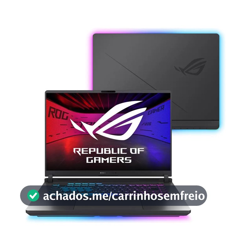 Notebook ASUS ROG Strix G16 NVIDIA GeForce RTX 5060 Intel Core i9 14900HX 2,2 GHz 16GB Ram 512GB SSD Windows 11 Home Tela 16" 240Hz Eclipse Gray - G615JMR-S5001W