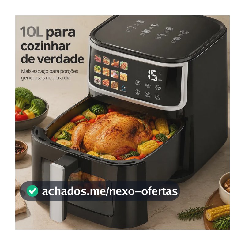 Fritadeira Elétrica PATBRELA 10L, 1700W, Tela Touch e Janela Transparente
