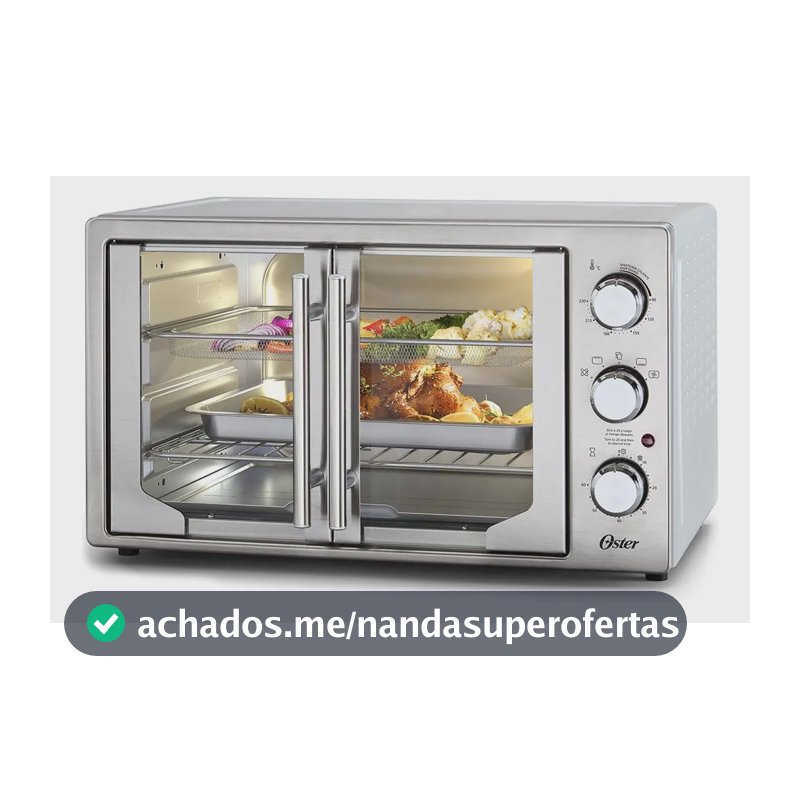 Forno E Fritadeira Sem Óleo Oster 42l French Door 2 Em 1 Cor Prateado TSSTTVFDMAF