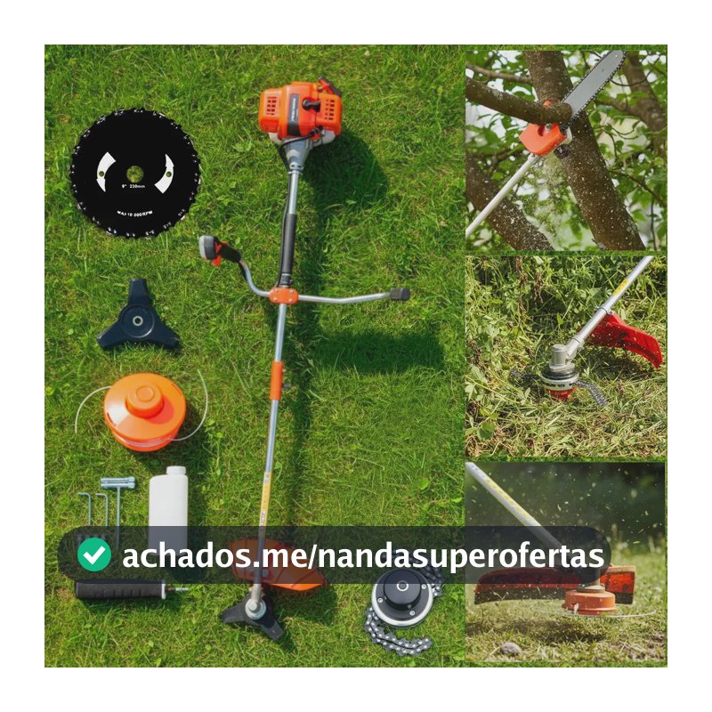 Roçadeira Gasolina 2t 75cc Com Trimmer e Disco Dentes Motosserra Profissional Nakasaki