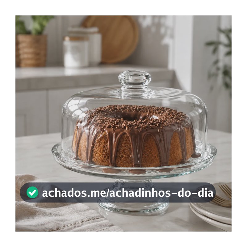 Boleira Vidro Com Tampa Pé Média 28cm Decoração Transparente Transparente